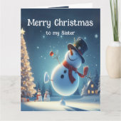 Zuster Happy Snowman Hot Chocolade Kerstmis Kaart (Voorkant)