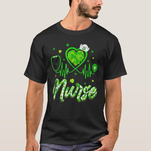 Zuster Happy St Patrick's Day Irish Shamrock Heart T-shirt (Voorkant)