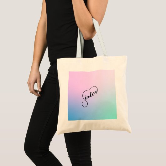 Zuster hart en pastelkleur achtergrond tote bag (Voorkant (product))