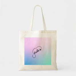 Zuster hart en pastelkleur achtergrond tote bag