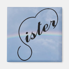 Zuster hart en regenboog magneet