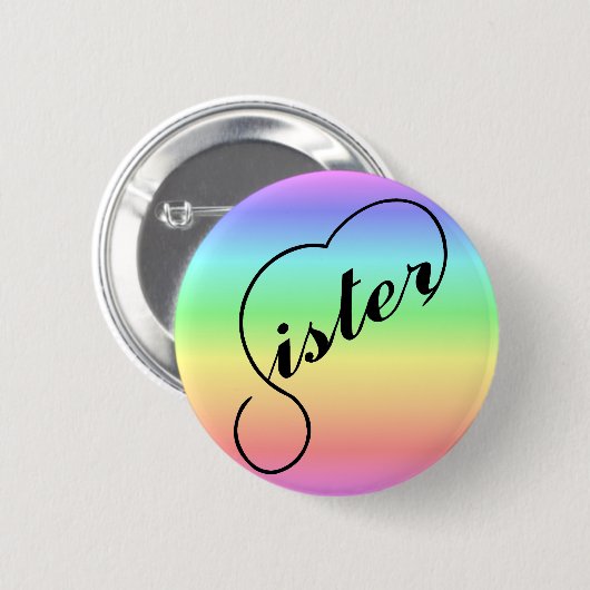 Zuster hartkleurig regenboog ronde button 5,7 cm (Voorkant /achterkant)