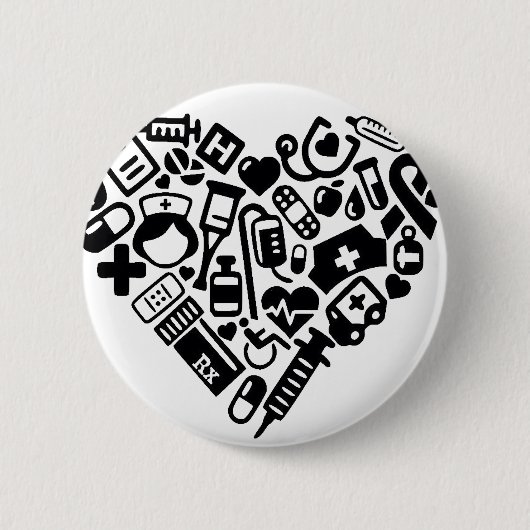 Zuster HEART Ronde Button 5,7 Cm (Voorkant)