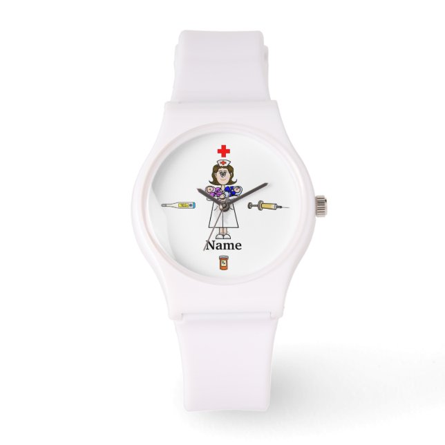 Zuster Holding Babies Watch personaliseert naam! Horloge (Voorkant)
