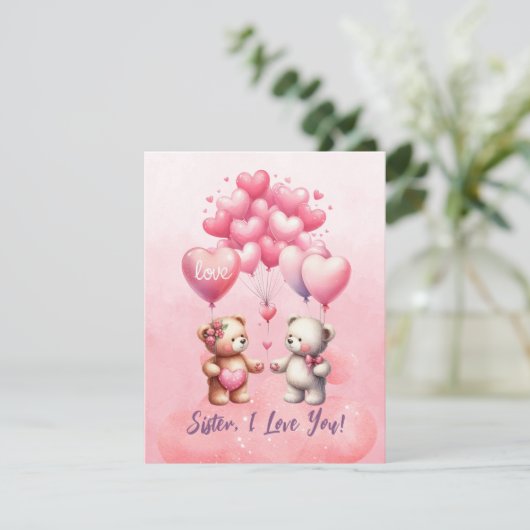 Zuster, ik hou van je Valentijn Feestdagenkaart (Staand voorkant)