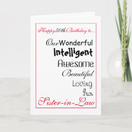 zuster in de kaart van de wetsverjaardag. 50ste