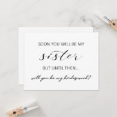 Zuster in de wet bridesmaïd-voorstel flat card kaart (Voorkant / Achterkant in situ)