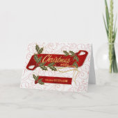 Zuster in de wet op kerst Holly en Berries Feestdagen Kaart (Voorkant)