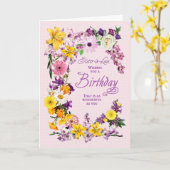 Zuster in Law Birthday Flower Lijst Card Kaart (Gele Bloem)