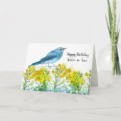 Zuster in Law Gelukkige Verjaardag Bluebird Wildfl Kaart (Voorkant)