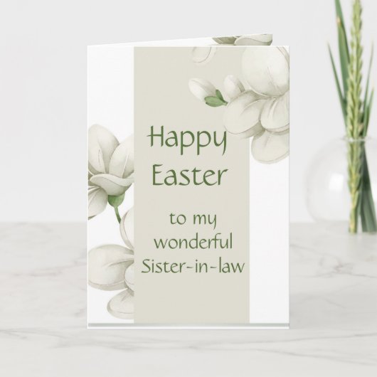 Zuster-in-law Happy Easter White Flowers Floral Feestdagen Kaart (Voorkant)