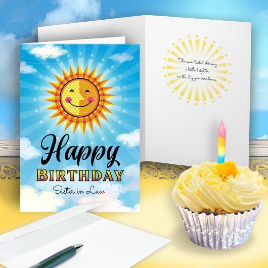 Zuster in Law Leuke Verjaardagsglimlach Kaart