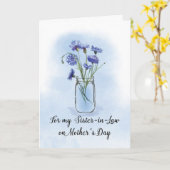 Zuster in Law Moederdag Cornflower in Mason Jar Kaart (Gele Bloem)