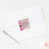 Zuster in Law Poem 40th Birthday Vierkante Sticker (Envelop)
