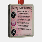 Zuster in Law Poem - 50th Birthday Metalen Ornament (Rechts)