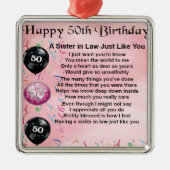 Zuster in Law Poem - 50th Birthday Metalen Ornament (Voorkant)