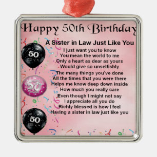 Zuster in Law Poem - 50th Birthday Metalen Ornament