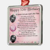 Zuster in Law Poem - 50th Birthday Metalen Ornament (Links)