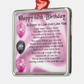Zuster in Law Poem - 60th Birthday Metalen Ornament (Links)