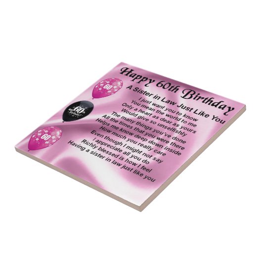 Zuster in Law Poem - 60th Birthday Tegeltje (Zijkant)