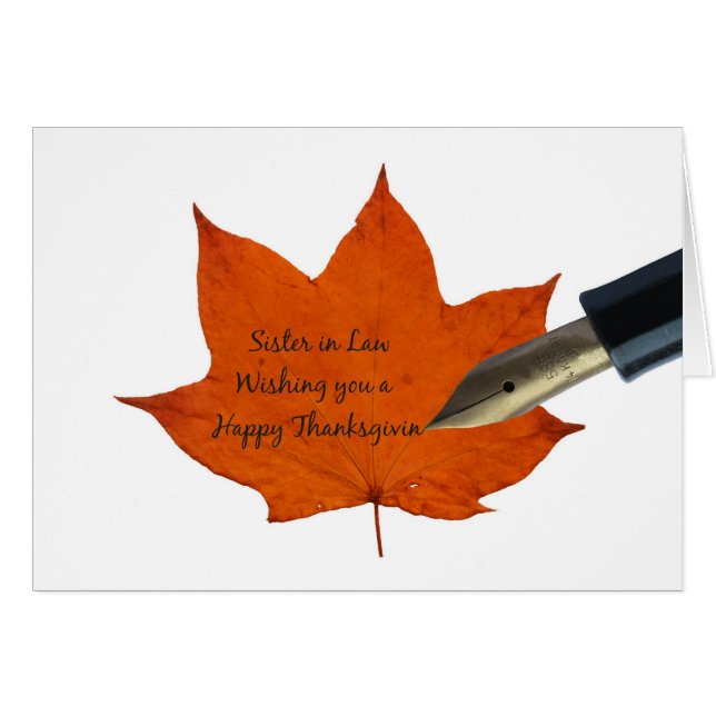 Zuster in Law Thanksgiving maple leaf card (Voorkant Horizontaal)