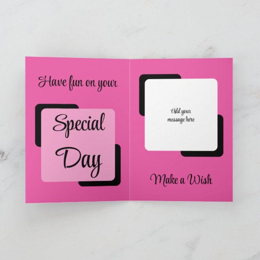 Zuster-in-law voeg naamfoto roze zwarte verjaardag kaart (Binnen)