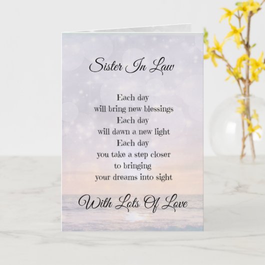 Zuster in wet Aanmoediging gedicht Groet Kaart (Gele Bloem)