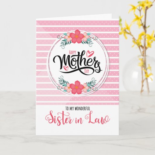 Zuster in wet op Moederdag roze biontanaal Kaart (Gele Bloem)