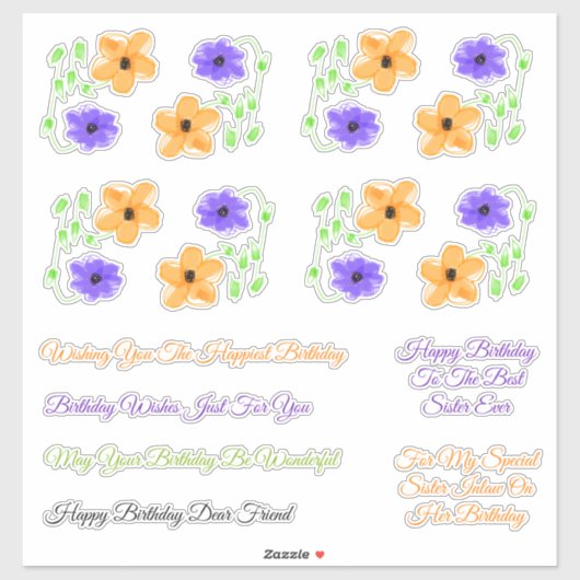 Zuster Inlaw en vrienden Verjaardagswensen Sticker (Vel)