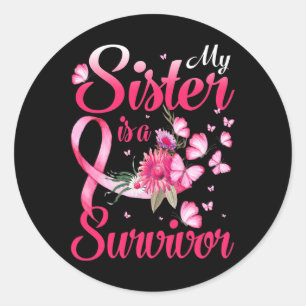 Zuster is een overlevende vlinder borstkanker bewu ronde sticker