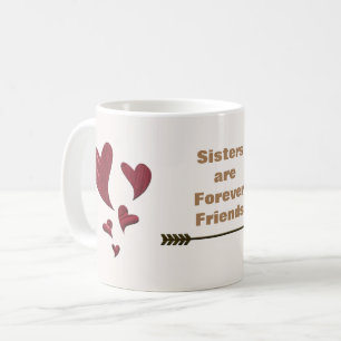 Zuster is Forever Friends Gold Arrow Red Hearts Koffiemok