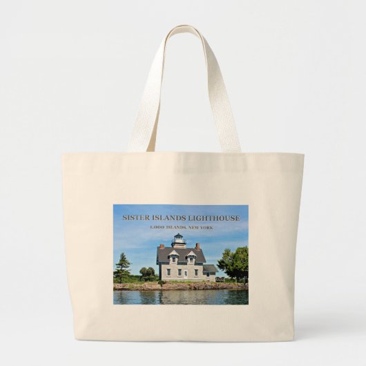 Zuster Islands Lighthouse, New York Jumbo Canvas t Grote Tote Bag (Voorkant)