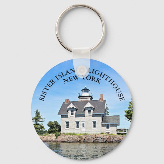Zuster Islands Lighthouse, New York Round Keyring Sleutelhanger (Voorkant)