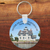 Zuster Islands Lighthouse, New York Round Keyring Sleutelhanger (Voorkant)