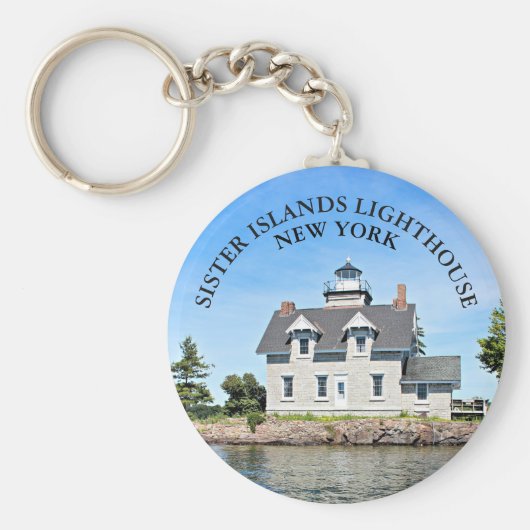 Zuster Islands Lighthouse, New York Round Keyring Sleutelhanger (Voorkant)
