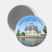 Zuster Islands Lighthouse, New York Round Magnet (Voorkant / Achterkant)