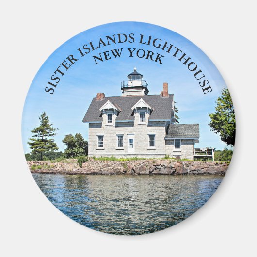 Zuster Islands Lighthouse, New York Round Magnet (Voorkant)
