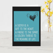 ZUSTER-JE BENT EEN GESCHENK AAN MIJN HART = VERJAA KAART (Gele Bloem)