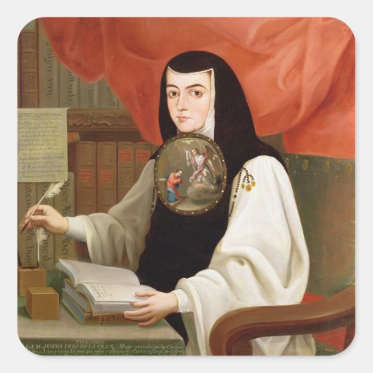 zuster Juana Ines de la Cruz Vierkante Sticker (Voorkant)