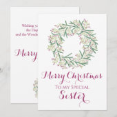 Zuster Kerst Kaart bessen krans (Voorkant / Achterkant)