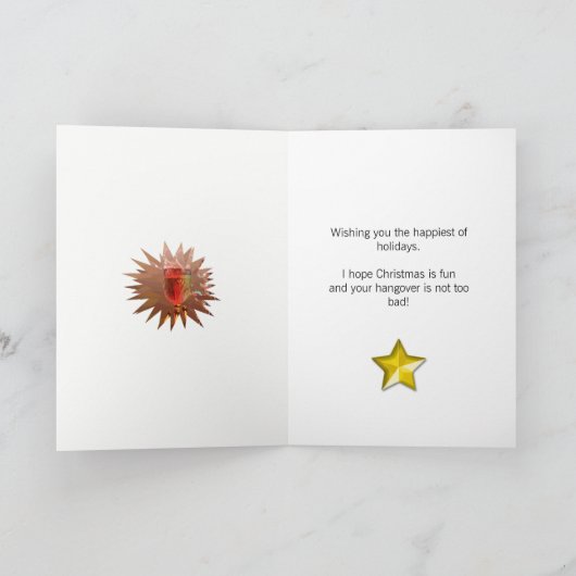 Zuster, kerstboom met wijn feestdagen kaart (Binnen)