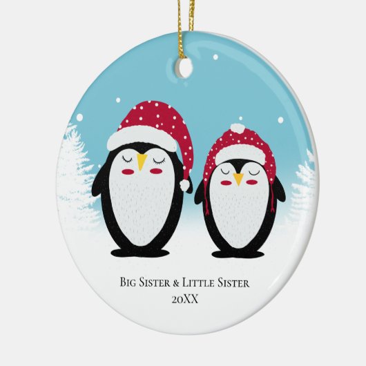 Zuster kerstfamilie pinguïns Decoratie (Links)