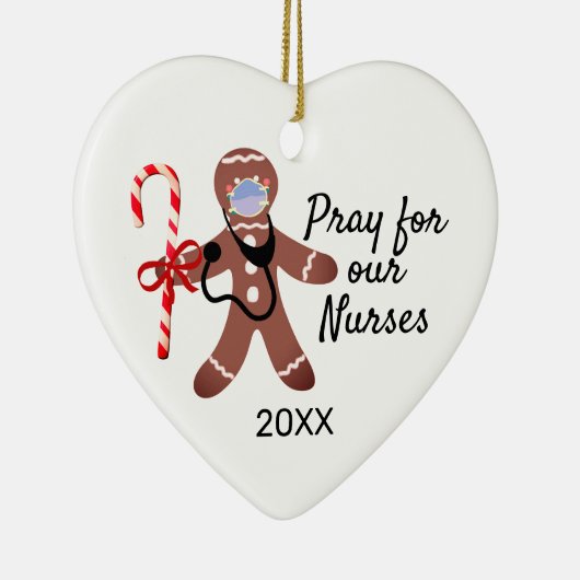 Zuster kerstman met covid Face Mask Gingerbrood Ma Keramisch Ornament (Rechts)