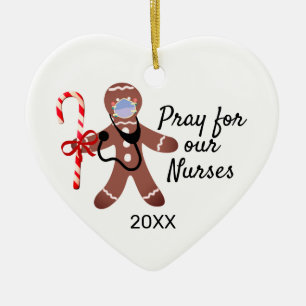 Zuster kerstman met covid Face Mask Gingerbrood Ma Keramisch Ornament