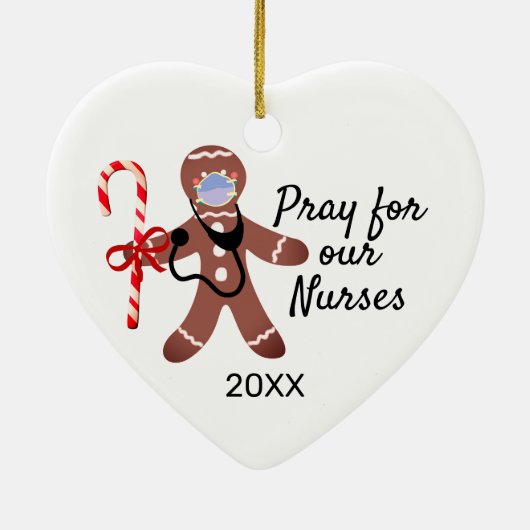 Zuster kerstman met covid Face Mask Gingerbrood Ma Keramisch Ornament (Achterkant)