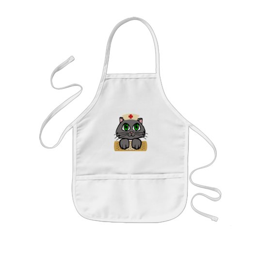 Zuster Kitten (groene ogen) Kinder Schort (Voorkant)