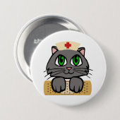 Zuster Kitten (groene ogen) Ronde Button 7,6 Cm (Voorkant /achterkant)