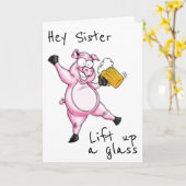 ** ZUSTER ** KLAAR OM TE VIEREN ** VERJAARDAG ***  KAART (Gele Bloem)