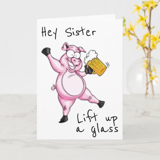 ** ZUSTER ** KLAAR OM TE VIEREN ** VERJAARDAG ***  KAART (Gele Bloem)