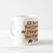 Zuster KOM NAAR MIJN PLAYGROUND MIJN REGELS Koffiemok (Voorkant links)